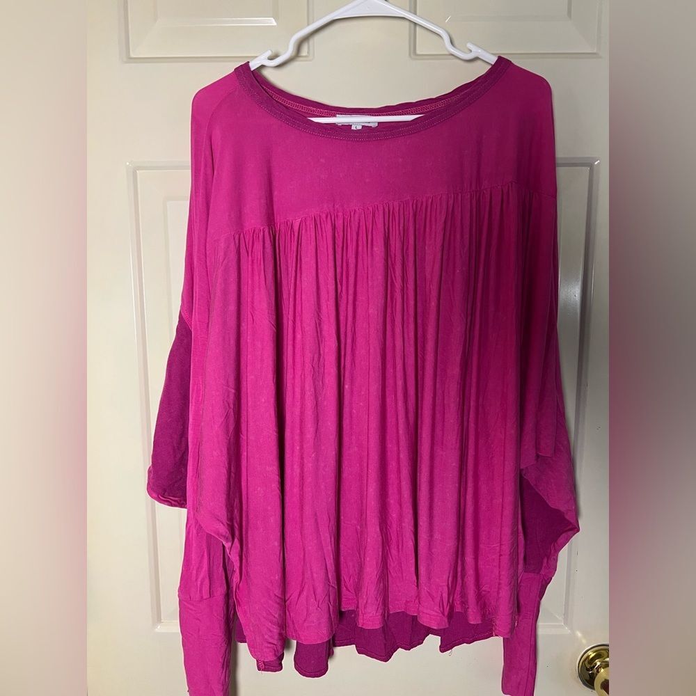 White Birch Pink Flowy Blouse, Large Preowned